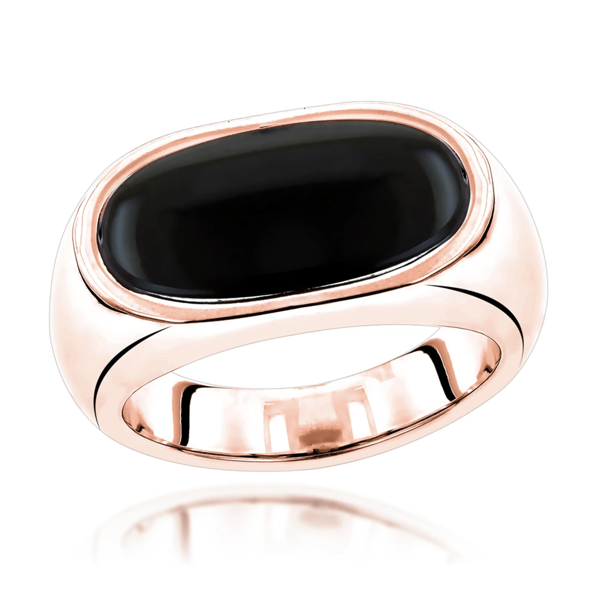 14K White Gold Men's Black Onyx Ring 8.9mm 5 14K White Gold Men's Black Onyx Ring 8.9mm - Image 3