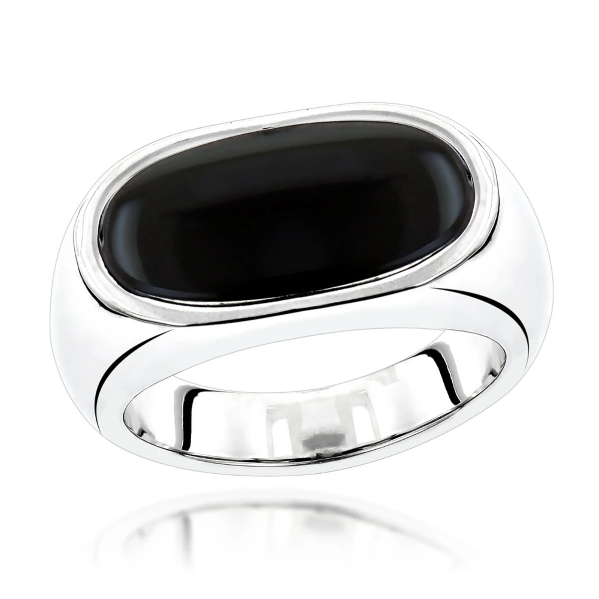 14K White Gold Men's Black Onyx Ring 8.9mm 3 14K White Gold Men's Black Onyx Ring 8.9mm