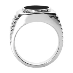14K White Gold Men's Black Onyx Ring 12.2mm -Outlet Bijou Lush Store 14k gold mens black onyx ring p 27999 back white 20220426
