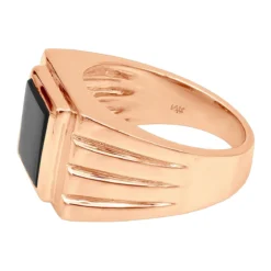 14K Yellow Gold Men's Black Onyx Ring 14.4mm -Outlet Bijou Lush Store 14k gold mens black onyx ring p 28011 backro