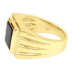 14K Yellow Gold Men's Black Onyx Ring 14.4mm -Outlet Bijou Lush Store 14k gold mens black onyx ring p 28011 backye