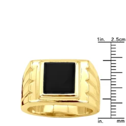 14K Yellow Gold Men's Black Onyx Ring 14.4mm -Outlet Bijou Lush Store 14k gold mens black onyx ring p 28011 rulerye