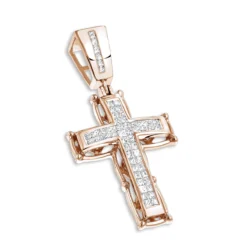 14K White Gold Men's Cross Pendant W Princess Diamonds 1 Ct -Outlet Bijou Lush Store 14k gold mens cross pendant w princess diamonds 131ct p 6587 ro