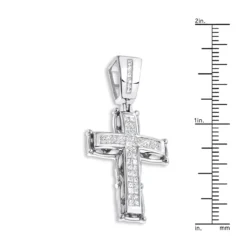 14K White Gold Men's Cross Pendant W Princess Diamonds 1 Ct -Outlet Bijou Lush Store 14k gold mens cross pendant w princess diamonds 131ct p 6587 rulerwh