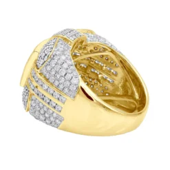 Oversized 14K Yellow Gold Men's Designer Diamond Ring 4.01ct -Outlet Bijou Lush Store 14k gold mens designer diamond ring 401ct p 7205 backye