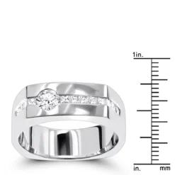 14K White Gold Men's Diamond Anniversary Wedding Ring 1.18ct -Outlet Bijou Lush Store 14k gold mens diamond anniversary wedding ring 118ct p 6640 rulerwh