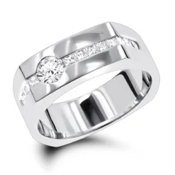 14K White Gold Men's Diamond Anniversary Wedding Ring 1.18ct