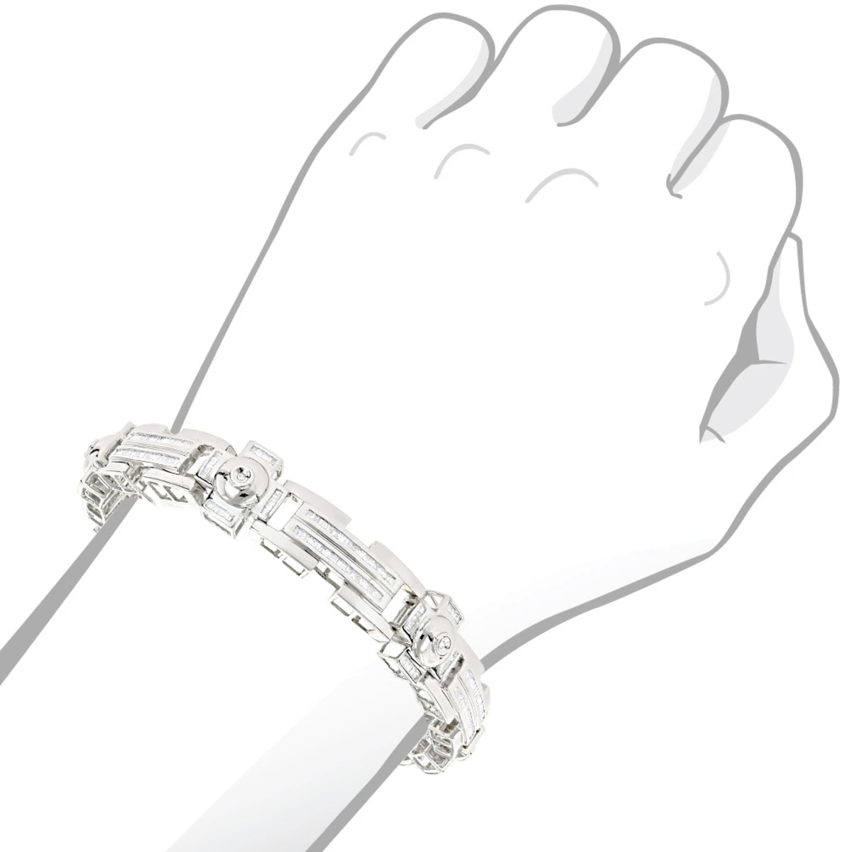 14K Yellow Gold Unique Diamond Bracelet For Men 4.5ct 6 14K Yellow Gold Unique Diamond Bracelet For Men 4.5ct - Image 4