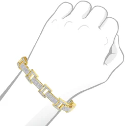 Men's Diamond Bracelet Solid 14K Yellow Gold 4ct 16 Men's Diamond Bracelet Solid 14K Yellow Gold 4ct -Outlet Bijou Lush Store 14k gold mens diamond bracelet white rose yellow gold bracelet 100479 body yellow