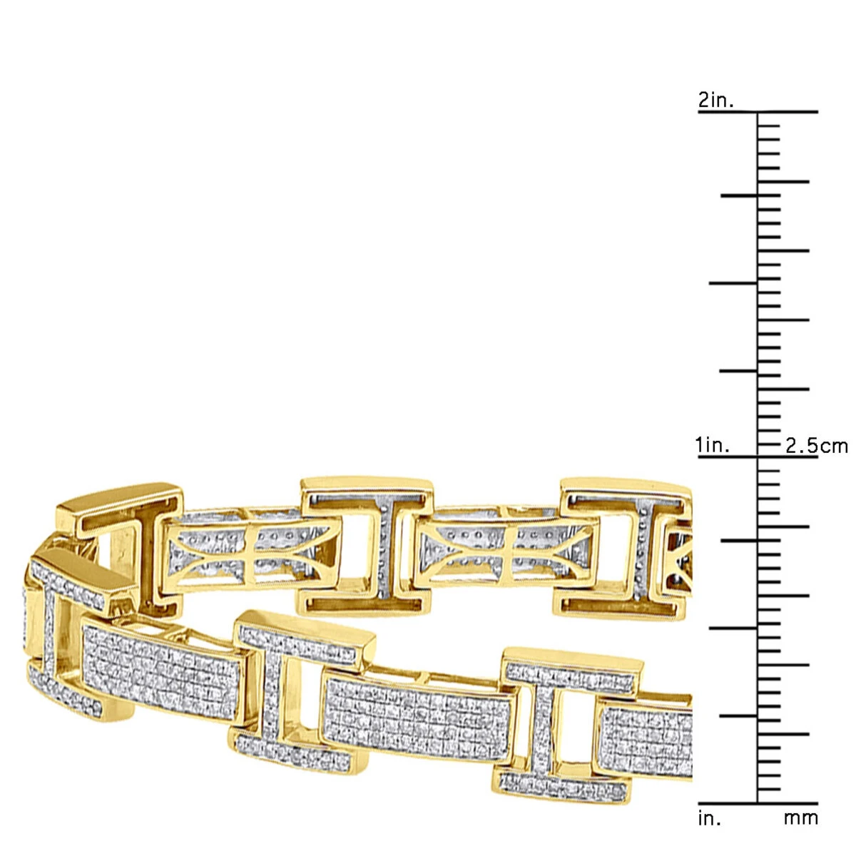 Men's Diamond Bracelet Solid 14K Yellow Gold 4ct 10 Men's Diamond Bracelet Solid 14K Yellow Gold 4ct - Image 8