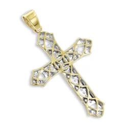 Large 14K Yellow Gold Men's Diamond Cross Pendant 2ct 3.5 Inches Long -Outlet Bijou Lush Store 14k gold mens diamond cross pendant 200ct p 40344 backye