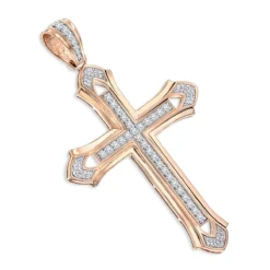 Large 14K Yellow Gold Men's Diamond Cross Pendant 2ct 3.5 Inches Long -Outlet Bijou Lush Store 14k gold mens diamond cross pendant 200ct p 40344 ro