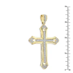 Large 14K Yellow Gold Men's Diamond Cross Pendant 2ct 3.5 Inches Long -Outlet Bijou Lush Store 14k gold mens diamond cross pendant 200ct p 40344 rulerye