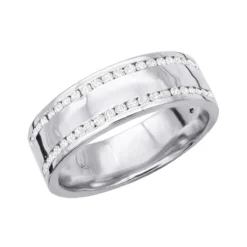 14K White Gold Men's Diamond Wedding Ring 0.44ct