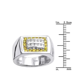 14K Yellow Gold Men's Diamond Pinky Ring White Yellow 0.60ct -Outlet Bijou Lush Store 14k gold mens diamond pinky ring white yellow 060ct p 225 rulerwh