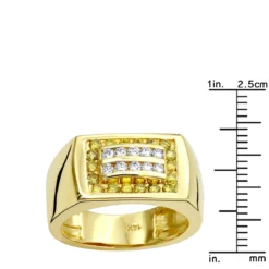 14K Yellow Gold Men's Diamond Pinky Ring White Yellow 0.60ct -Outlet Bijou Lush Store 14k gold mens diamond pinky ring white yellow 060ct p 225 rulerye