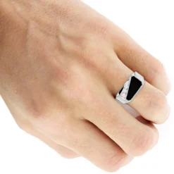 Black Onyx 14K White Gold Men's Diamond Ring 0.30ct -Outlet Bijou Lush Store 14k gold mens diamond ring 030ct p 27944 bodwh