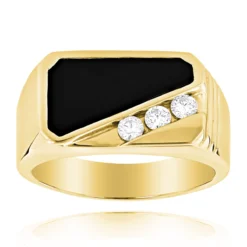 Black Onyx 14K White Gold Men's Diamond Ring 0.30ct -Outlet Bijou Lush Store 14k gold mens diamond ring 030ct p 27944 ye