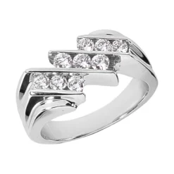 14K White Gold Men's Diamond Ring 0.84ct