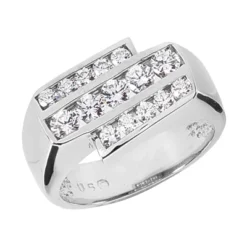 14K White Gold Men's Diamond Ring 1.25ct