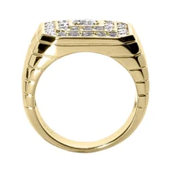 14K White Gold Men's Diamond Ring 2.10ct -Outlet Bijou Lush Store 14k gold mens diamond ring 210ct p 27938 back yellow 20220426