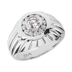 14K White Gold Men's Diamond Ring 2.20ct