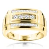 14K Yellow Gold Men's Diamond Ring Baguette And Round 0.8ct -Outlet Bijou Lush Store 14k gold mens diamond ring baguette and round 106ct p 6642 ye