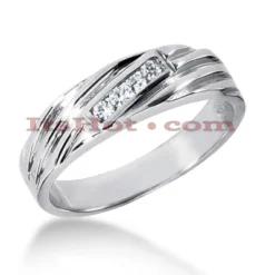 14K White Gold Men's Diamond Wedding Band 0.12ct 5.9mm