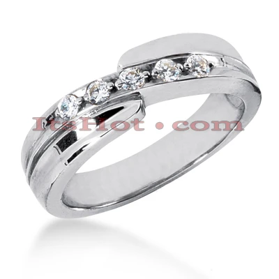 14K White Gold Men's Diamond Wedding Band 0.15ct 3 14K White Gold Men's Diamond Wedding Band 0.15ct