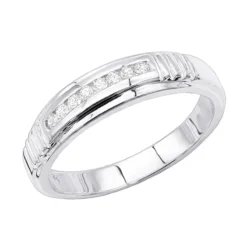14K White Gold Men's Diamond Wedding Band 0.23ct