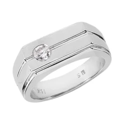 14K White Gold Men's Diamond Wedding Band 0.25ct