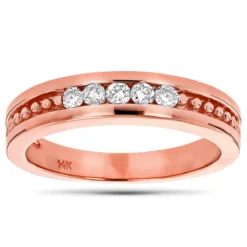 14K Yellow Gold Men's Diamond Wedding Band 0.25ct 4.6mm -Outlet Bijou Lush Store 14k gold mens diamond wedding band 025ct p 27430 ro