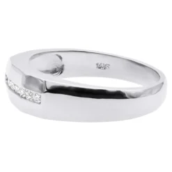 14K White Gold Men's Diamond Wedding Band 0.25ct 5.5mm -Outlet Bijou Lush Store 14k gold mens diamond wedding band 025ct p 27547 back white