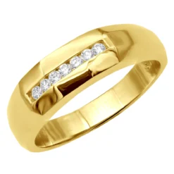 14K White Gold Men's Diamond Wedding Band 0.25ct 5.5mm