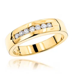 14K Yellow Gold Men's Diamond Wedding Band 0.28ct 5.1mm