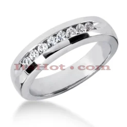 14K White Gold Men's Diamond Wedding Band 0.32ct 5.9mm