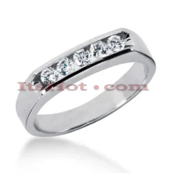 14K White Gold Men's Diamond Wedding Band 0.35ct 4.5mm