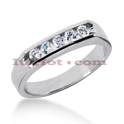 14K White Gold Men's Diamond Wedding Band 0.35ct 4.5mm 3 14K White Gold Men's Diamond Wedding Band 0.35ct 4.5mm