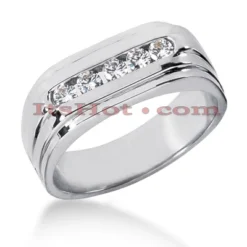 14K White Gold Men's Diamond Wedding Band 0.35ct 7.1mm