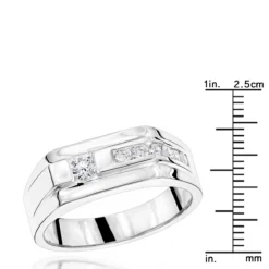 14K White Gold Men's Diamond Wedding Band 0.45ct 8.1mm -Outlet Bijou Lush Store 14k gold mens diamond wedding band 045ct p 25557 rulerwh