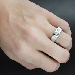 Five Stone 14K White Gold Men's Diamond Wedding Band 0.5ct -Outlet Bijou Lush Store 14k gold mens diamond wedding band 050ct p 27539bod