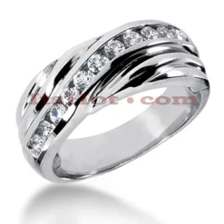 14K White Gold Men's Diamond Wedding Band 0.55ct