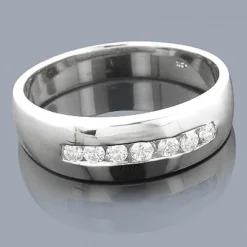 14K White Gold Men's Diamond Wedding Band 0.63ct 7.4mm