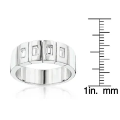 Unique 14K White Gold Men's Diamond Wedding Band By Luxurman 0.8ct -Outlet Bijou Lush Store 14k gold mens diamond wedding band 080ct p 27615 rulerwh
