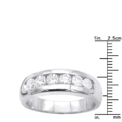 14K White Gold Men's Diamond Wedding Band 0.90ct 6.2mm -Outlet Bijou Lush Store 14k gold mens diamond wedding band 090ct p 25559 rulerwh