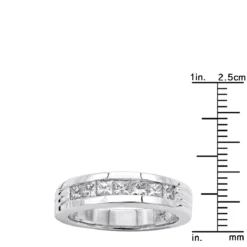 14K White Gold Men's Diamond Wedding Band 0.98ct -Outlet Bijou Lush Store 14k gold mens diamond wedding band 098ct p 27553 rulerwh