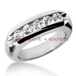 14K White Gold Men's Diamond Wedding Band 1.25ct