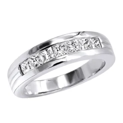 14K White Gold Men's Diamond Wedding Band 1.40ct