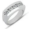 14K White Gold Men's Diamond Wedding Band 1.75ct