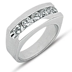 14K White Gold Men's Diamond Wedding Band 1.75ct